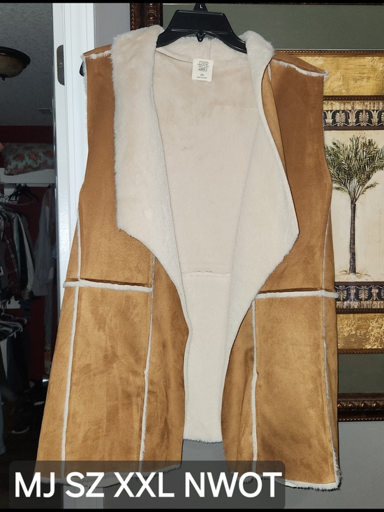 Matilda Jane Other - Matilda Jane Tan and Cream Faux Suede Vest with Shearling Trim